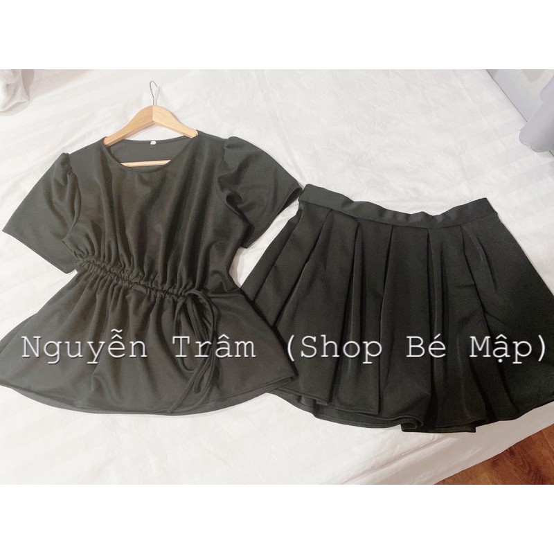 Áo Peplum Tay Con Rút Dây Xéo BigSize 65-85Kg [Hình Thật Chính Chủ]