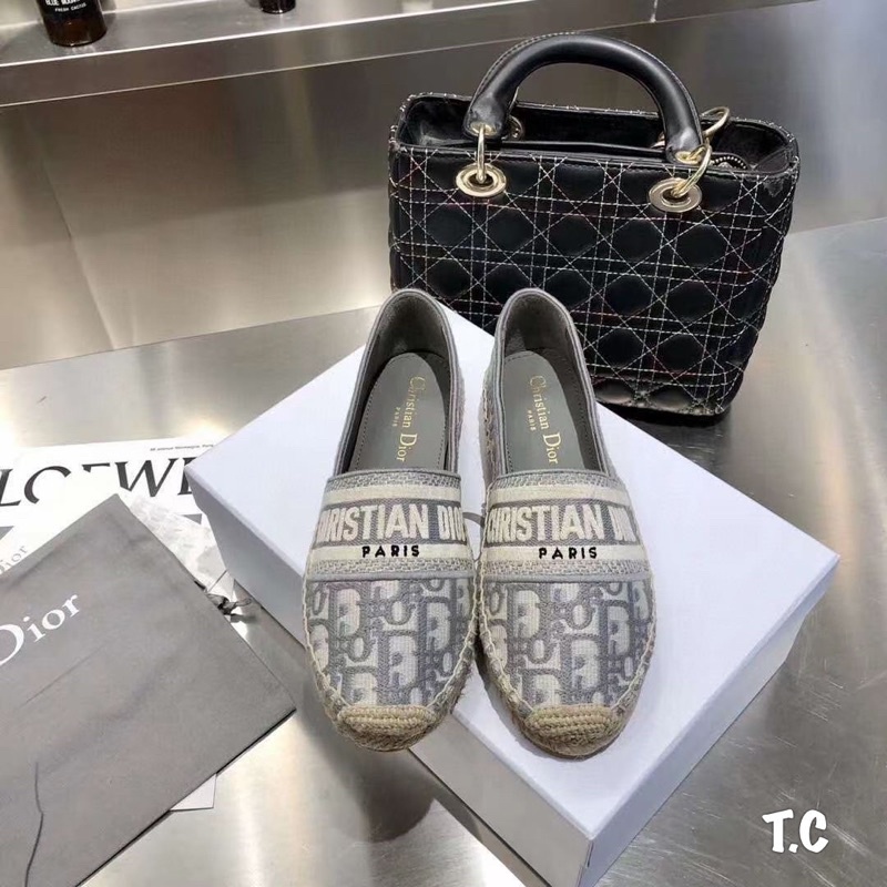 Giày slipon D i o r thêu vân nổi viền cói fullbox