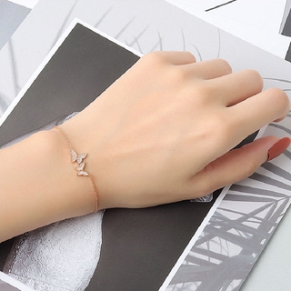 Vòng Tay Hợp Kim Mạ Vàng Hình Bướm Có Đính Đá