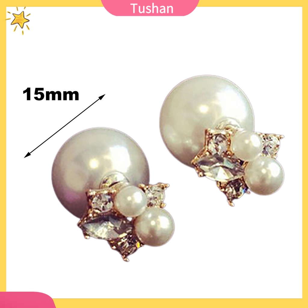 Bông tai đính đá trang trí phía trước và sau dành cho nữ
