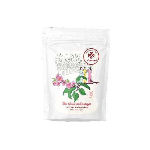 Ô Mai (Xí Muội) Mơ Chua Mặn Ngọt Hồng Lam - Vị Chua Mặn Ngọt - Túi zip 80g