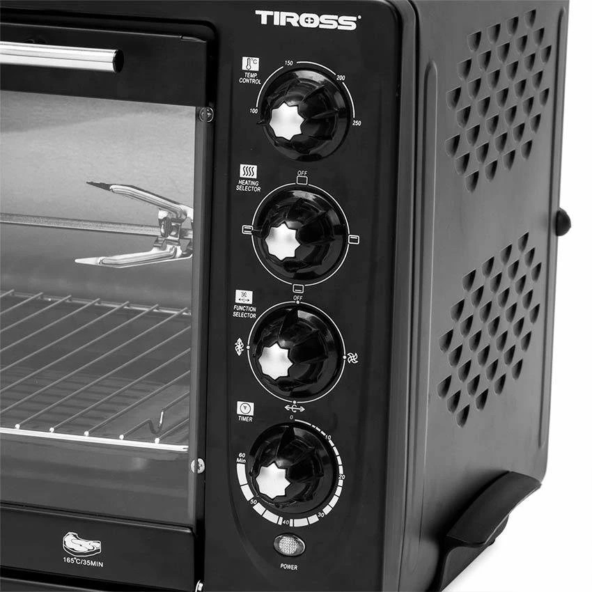 Lò nướng 43L tiross có đối lưu, 2000W, màu đen TS962