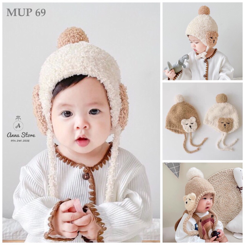 MUP 69 : Mũ len có dây siêu yêu cho bé