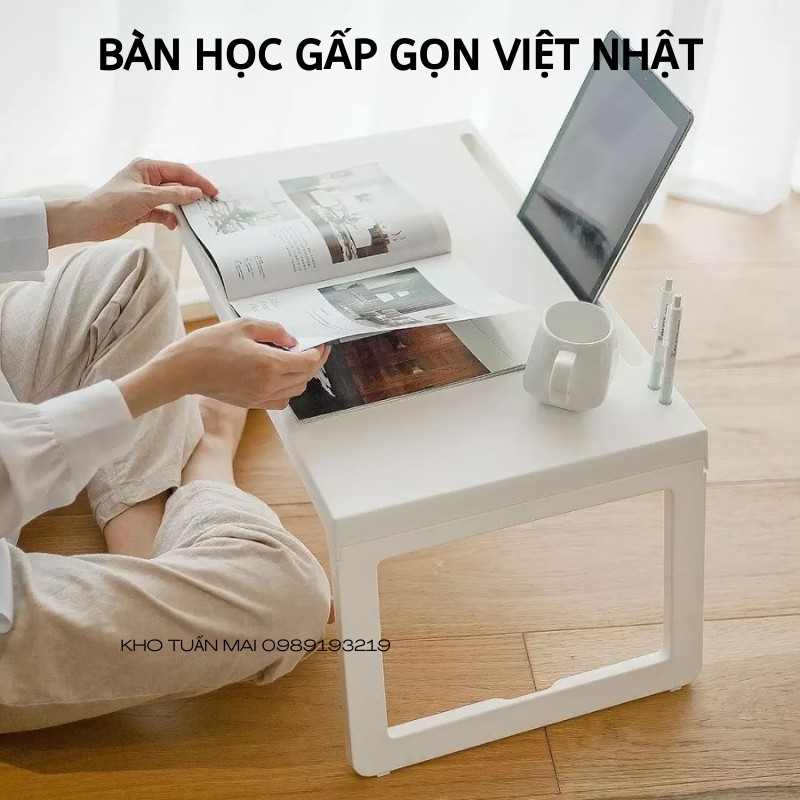 Bàn Học Gấp Gọn Cho Bé Thông Minh, Bàn Nhựa Việt Nhật Chính Hãng 1833 Cao Cấp Có Khe Cắm Bút Cắm Ipad