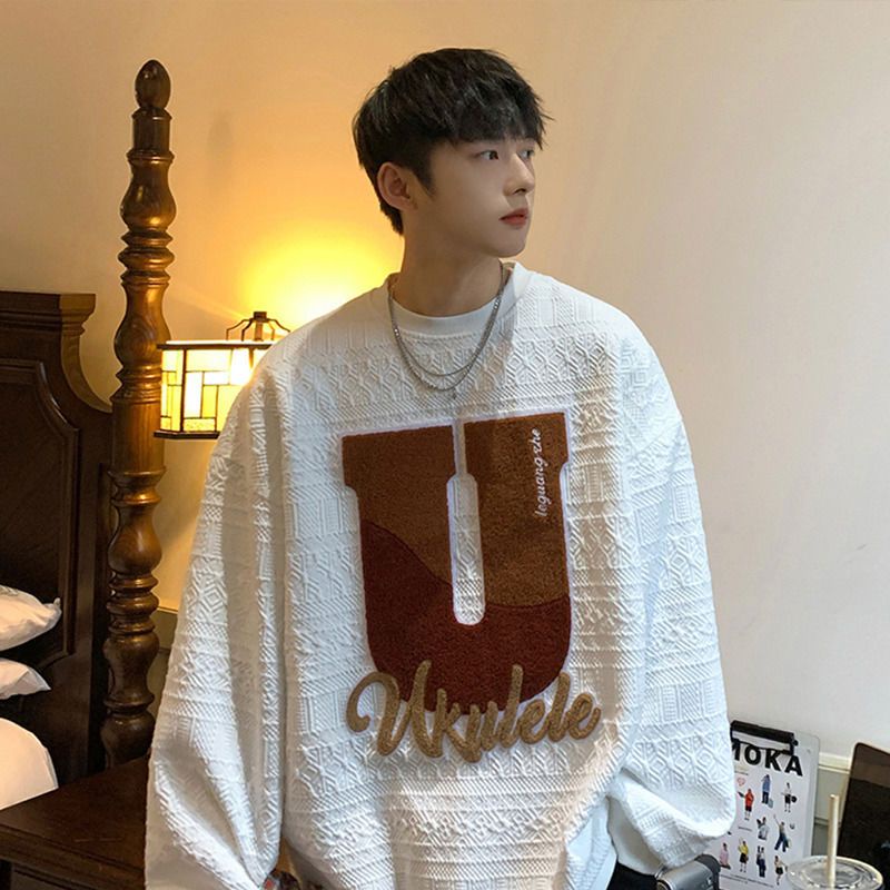 Áo Hoodie Dáng Rộng Thời Trang Mới Mùa Thu Cho Nam Không Có Mũ Phong Cách Mỹ