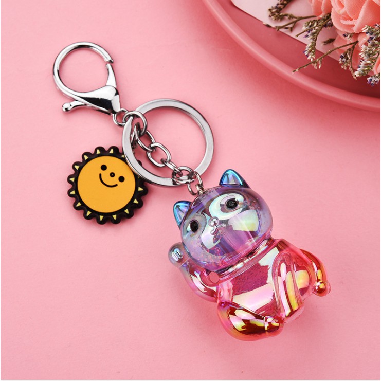 Móc khóa, móc túi Acrylic mèo thần tài trong suốt cute dùng làm quà tặng, dây treo balo, túi xách, ví cầm tay - Rap