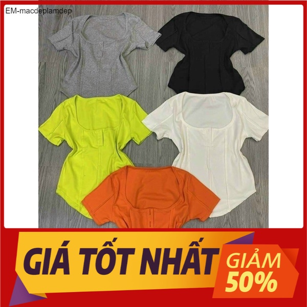 (1511) Áo thun body vạt bầu dáng ngắn