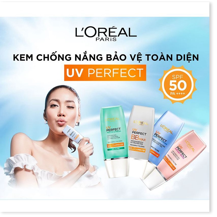 [Mã giảm giá Mỹ phẩm chính hãng] Kem Chống Nắng Kiềm Dầu L'Oreal Uv Perfect Matte Advanced Oil Control Sunscreen