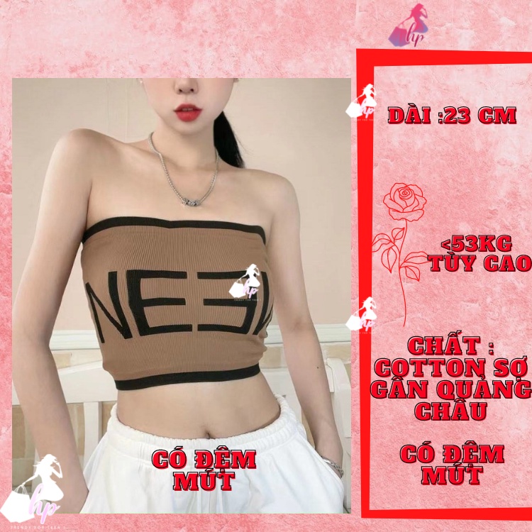 áo croptop ống dệt chữ, áo bra quây ngực chạy viền có mút ngực màu đen trắng kiểu hàn quốc tôn dáng A172