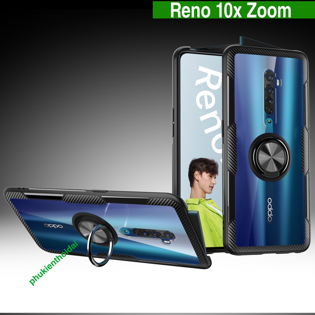 Ốp lưng Oppo Reno 2 / Reno 10X Zoom chống sốc giá đỡ Iring lưng trong viền màu cao cấp chất đẹp