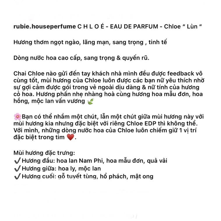 CHLOE - Eau de Parfum ( Chai Lùn ) - 10ML Nước Hoa Chính Hãng