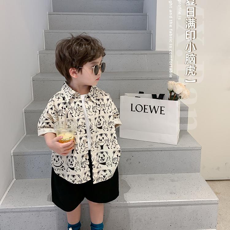 Áo Sơ Mi Tay Ngắn Thoải Mái Phong Cách Phương Tây Thời Trang Mùa Hè Dễ Phối Đồ Cho Bé Trai