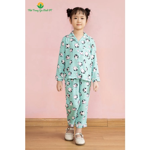 Bộ lanh pijama mặc nhà cho bé gái Việt Thắng, quần dài, áo dài tay - B70.2102