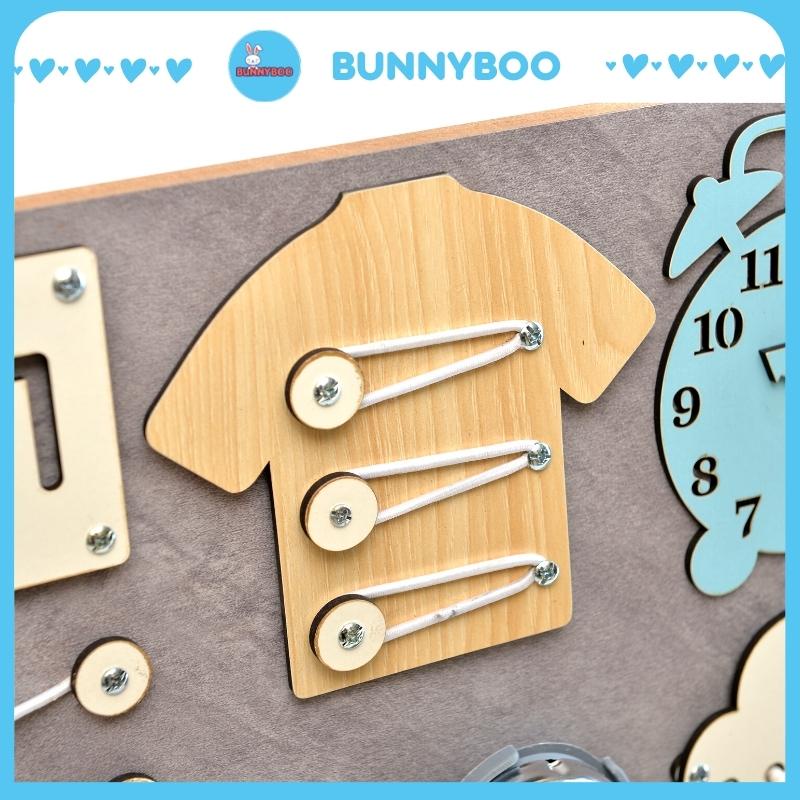 Đồ chơi trẻ em BUNNYBOO cho bé 1 - 2 tuổi  busy board bảng bận rộn đồ chơi thông minh cho bé gỗ cao cấp free gắn tên
