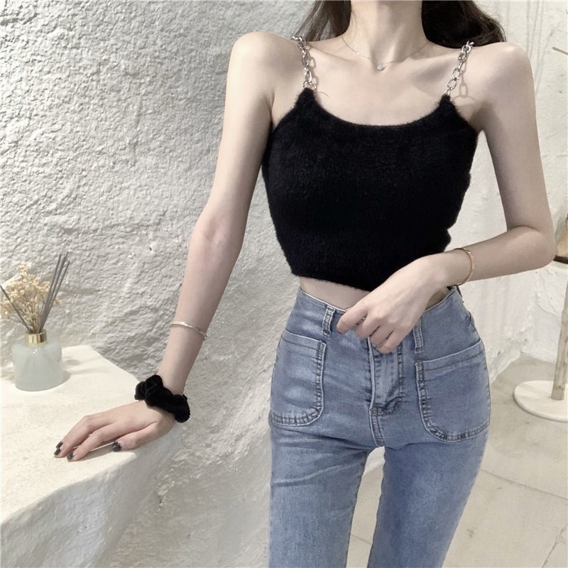 Áo kiểu croptop hai dây kiểu xích quyến rũ thời trang dành cho nữ