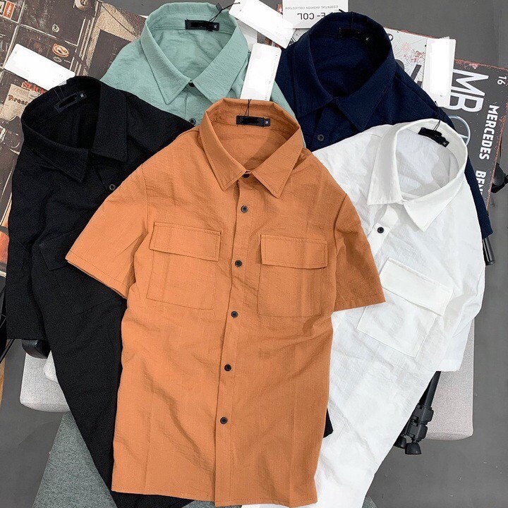 ADAM STORE - ÁO Đũi Nam Cổ Bẻ Sơ Mi Cao Cấp Đũi Áo Ngắn Tay Nam có cổ túi hộp | BigBuy360 - bigbuy360.vn