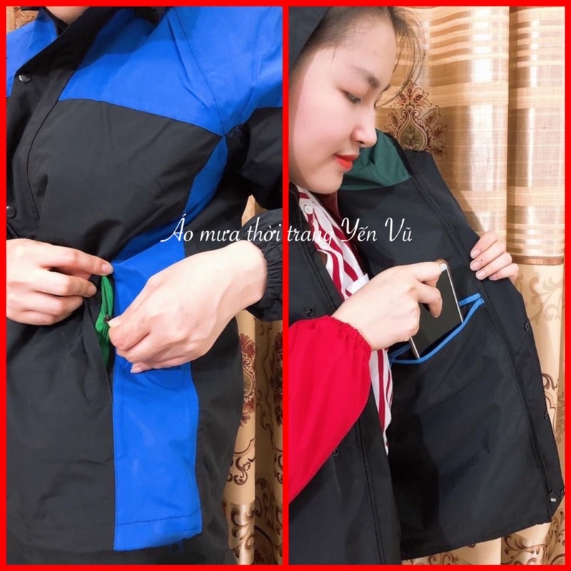 VC02_MŨ RỜI Bộ Quần Áo Mưa 2 Lớp Chống Thấm 100%, Dành Cho Nam Nữ Đi Phượt Xe Máy, Đi Chơi
