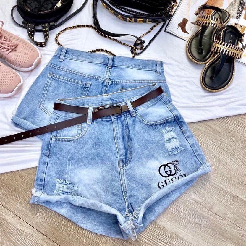 Quần short jean nữ lưng cao King168 , quần short nữ cao cấp hh06 🌟