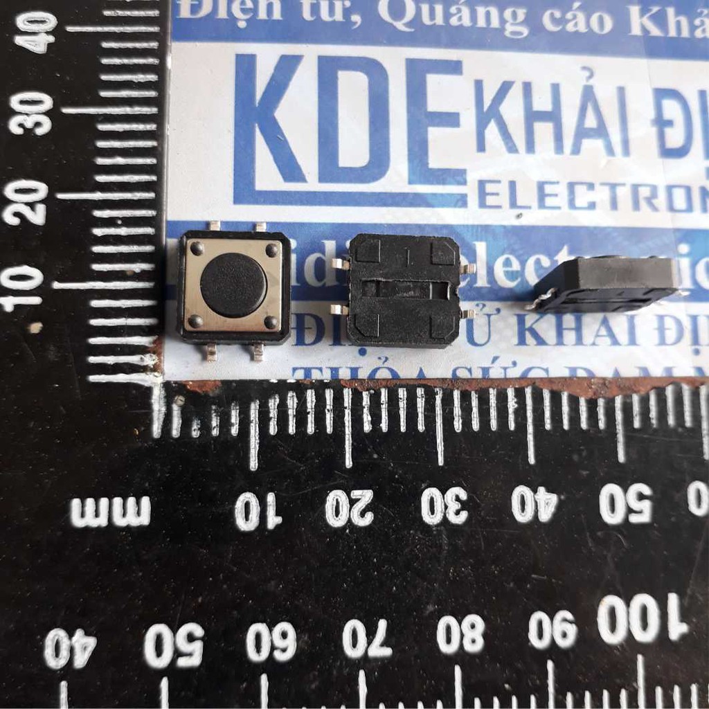 NÚT NHẤN RESET DÁN SMD 12x12x4.3mm, MÀU ĐEN LOẠI LỚN (gói 20 cái) kde3799