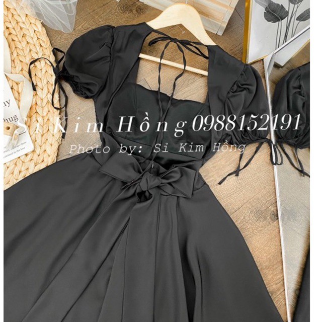 Đầm Xoè hở lưng cột nơ eo chất lụa mịn mát 425 (ẢNH SHOP CHỤP THẬT KÈM VIDEO)