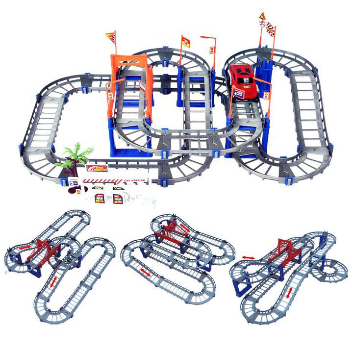 Bộ đồ chơi lắp ghép 73 pcs đường ray Ô tô cho bé