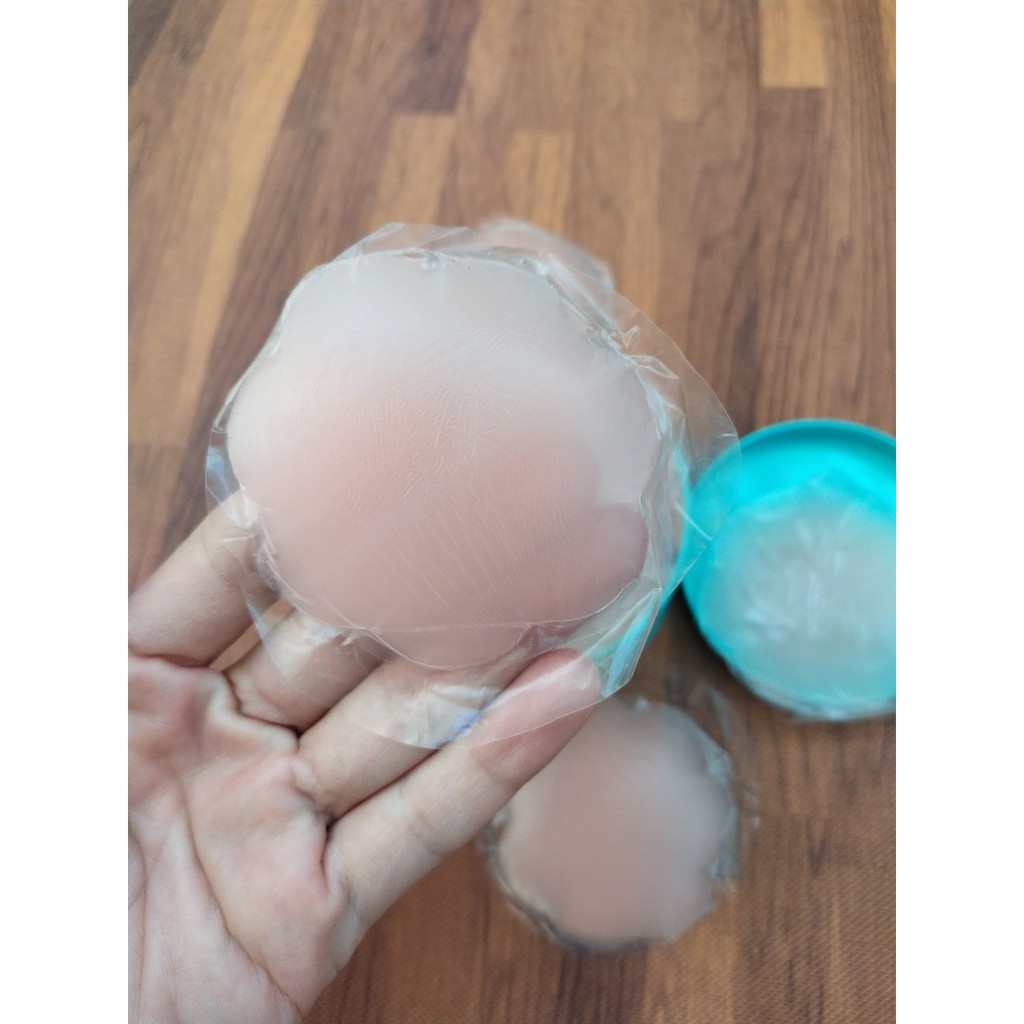 Hộp xanh 10 miếng dán ti silicon siêu dính loại hình tròn và hình hoa mai