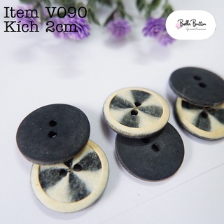Nút nhựa giả gỗ size 2cm v090 v093 - bella button garment accessories