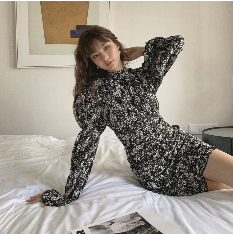 Đầm Dài Tay In Hoa Xinh Xắn Thời Trang Cho Nữ 40142