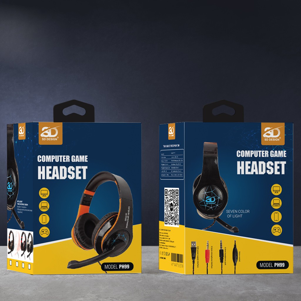 Tai nghe Gamming PH 99 - Tai ghe game thủ chụp mic rời tai chính hãng SD Design cực chất thời trang, bảo hành 1 năm