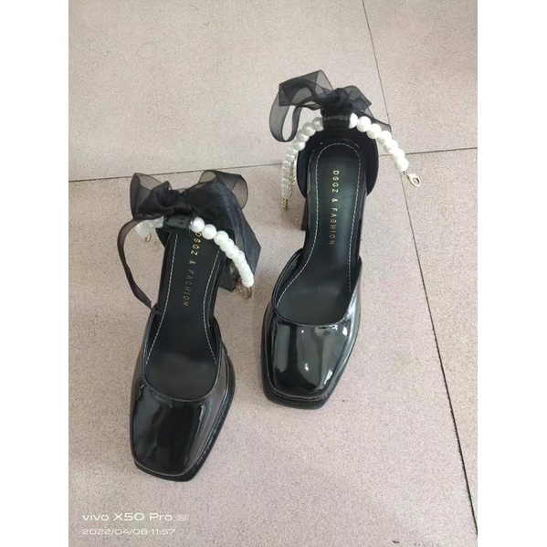 GIÀY CAO GÓT MŨI VUÔNG QUAI NƠ