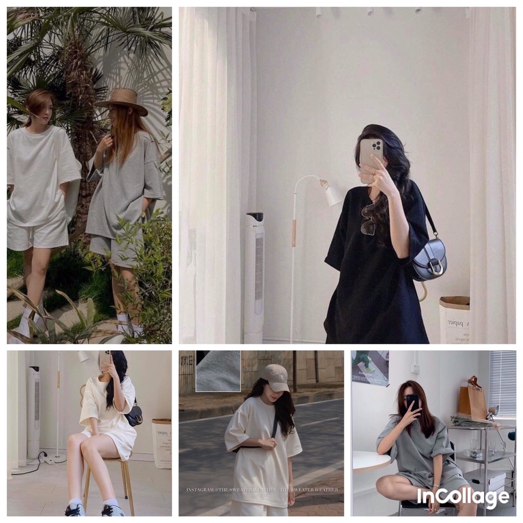 Set bộ đồ nữ mặc nhà, bộ đùi nữ áo tay lỡ trơn mặc màu hè siêu mát