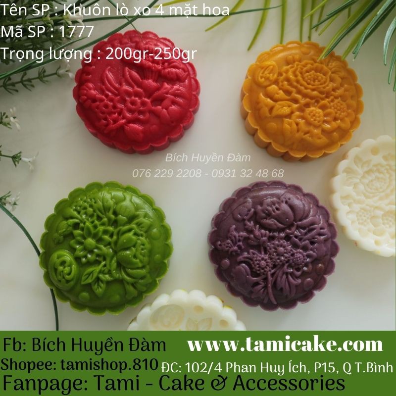 Khuôn trung thu lò xo 4 mặt hoa