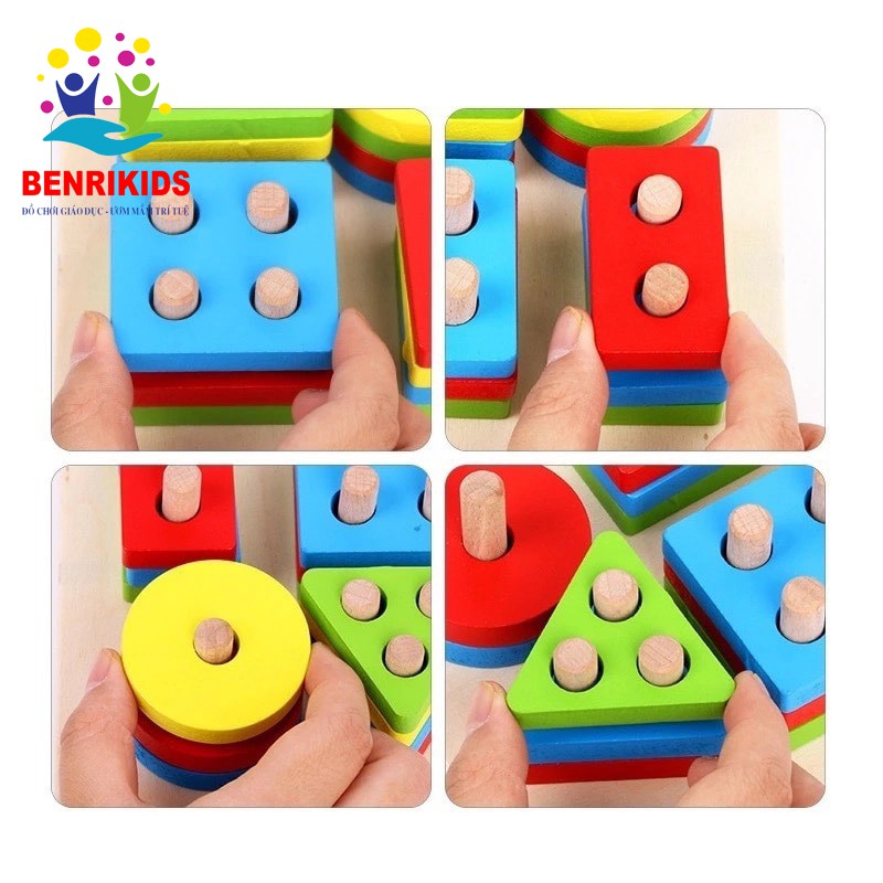 Bảng Chuỗi Thả Hình Shape String Bằng Gỗ Giúp Bé Tư Duy Logic, Đồ Chơi Montessori