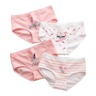 Set 4 quần lót cotton lưng bản nhỏ hoạ tiết xinh xắn