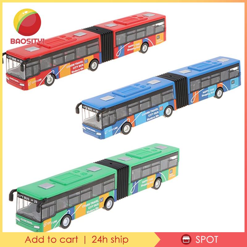 1:64 Alloy Two Compartments City Bus Pull Back Car Metal Collection Model Red