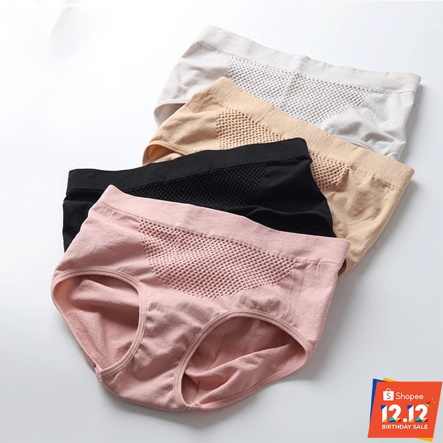 Quần lót cotton không đường may lưng cao phong cách Nhật Bản