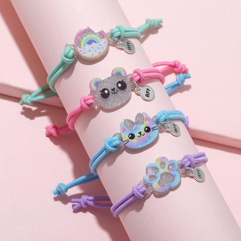 Set 4 Vòng Tay Dây Bện Nhiều Màu Dễ Thương Có Thể Điều Chỉnh Cho Bé