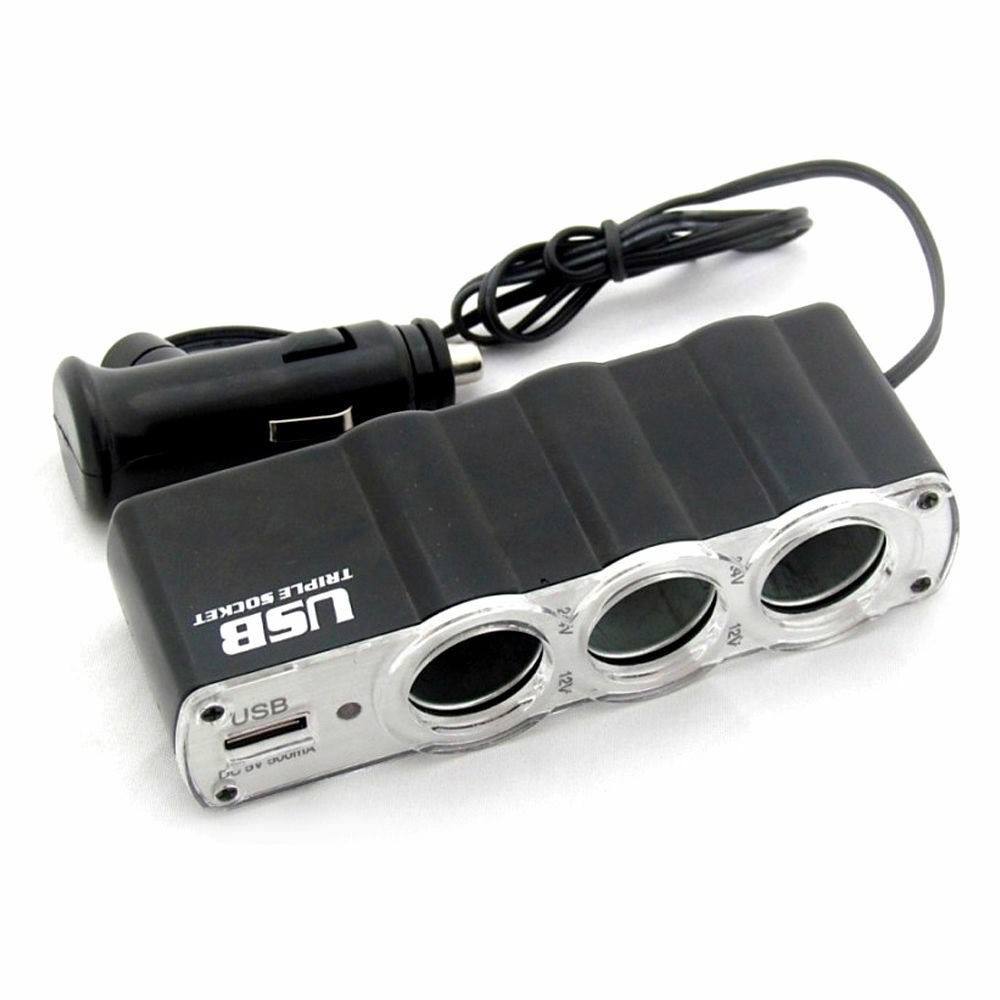 Bộ chia tẩu trên ô tô 3 tẩu 1 cổng USB - Bộ chia sạc 12V 1 tẩu sạc ra 3 tẩu sạc cho ô tô, xe hơi