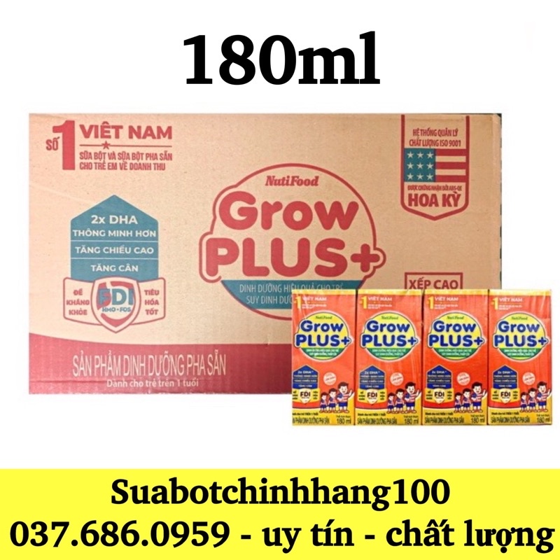 Thùng 48 hộp sữa growplus+ đỏ suy dinh dưỡng 180ml