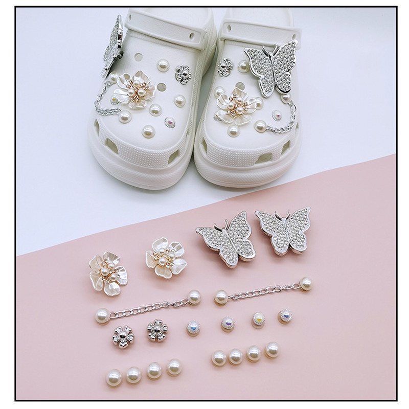 Set 20 Phụ Kiện Trang Trí Giày Crocs Đính Ngọc Trai Xinh Xắn