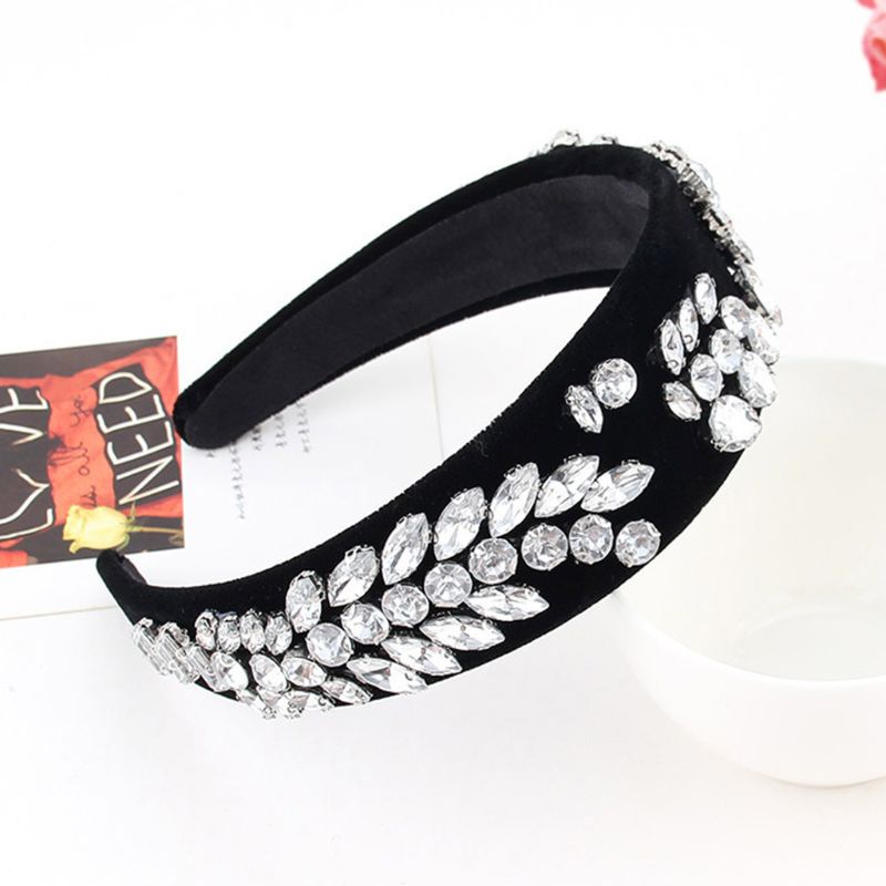 Băng Đô Cài Tóc Bản Rộng Đính Đá Phong Cách Baroque Sáng Tạo