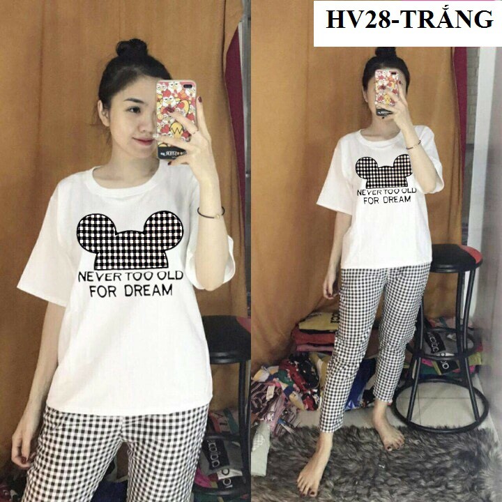 [GIÁ TỐT] Đồ bộ sọc caro thêu hình gấu | BigBuy360 - bigbuy360.vn