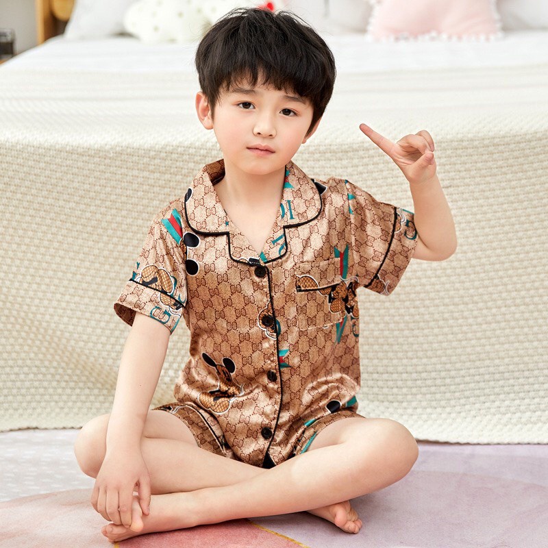 Đồ Ngủ Pijama Cho Bé Cộc Tay In Hình Gu Xì Cực Cute, Bộ Pyjama Cộc Tay Cho Bé Từ 6-27kg