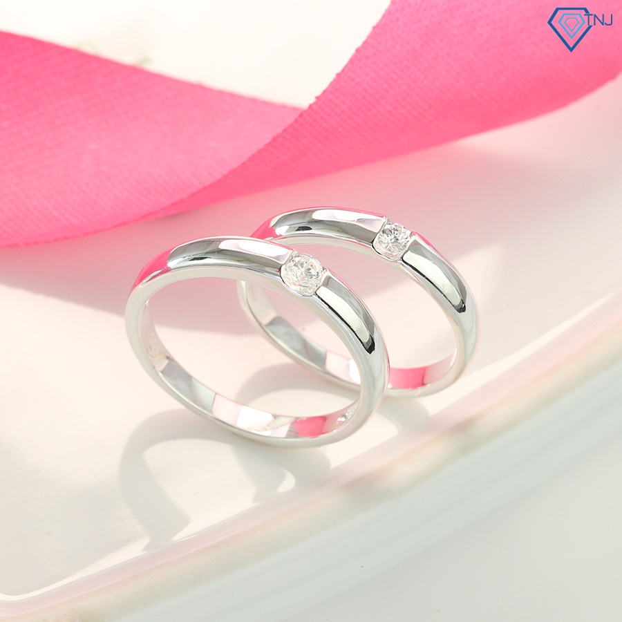 Nhẫn cặp bạc nam nữ đơn giản khắc tên theo yêu cầu ND0412 Trang Sức TNJ