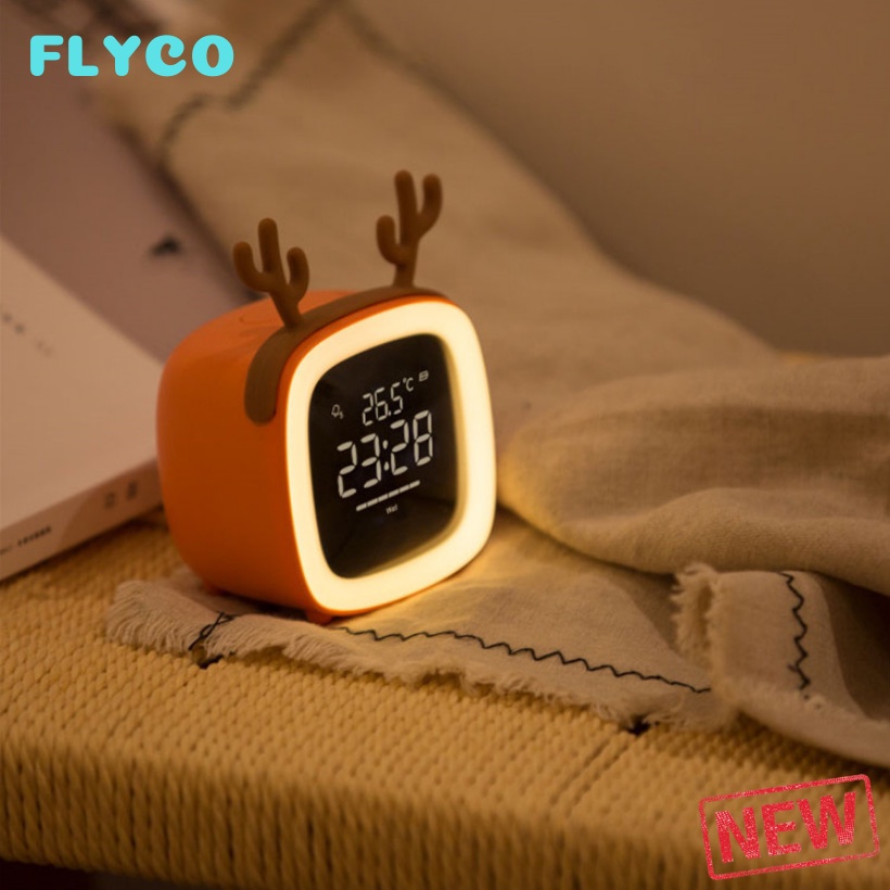 Đồng Hồ Báo Thức Để Bàn Điện Tử Thông Minh Hiện Nhiệt Độ Phòng Kèm Đèn Ngủ Led Clock Flyco Trang trí phòng khách