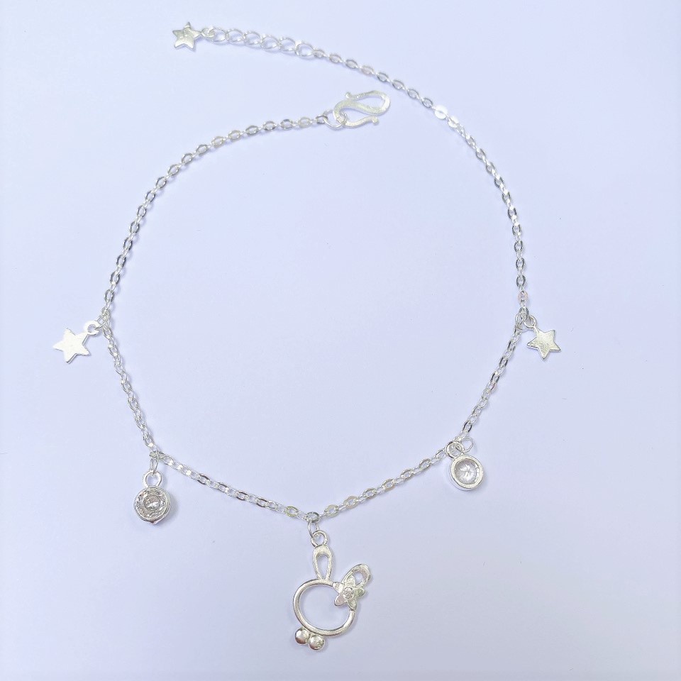 Lắc chân thỏ ngọc Evasilver, Lắc chân nữ chất liệu bạc ta sang trọng nữ tính