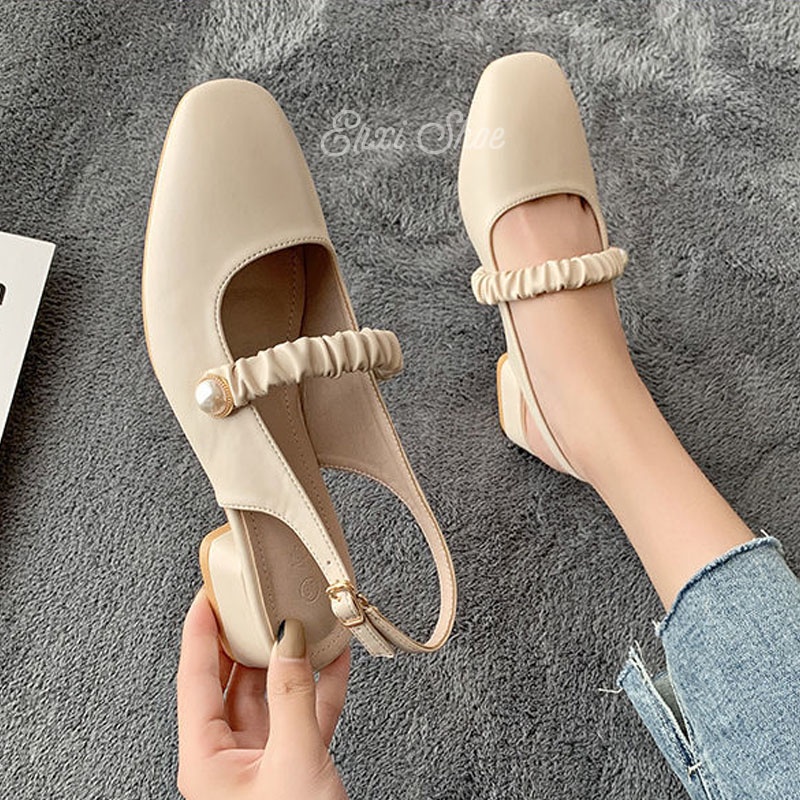 Xăng đan Cao Gót Đế Bằng Phối Khóa Gài Thời Trang Trẻ Trung Cho Nữ