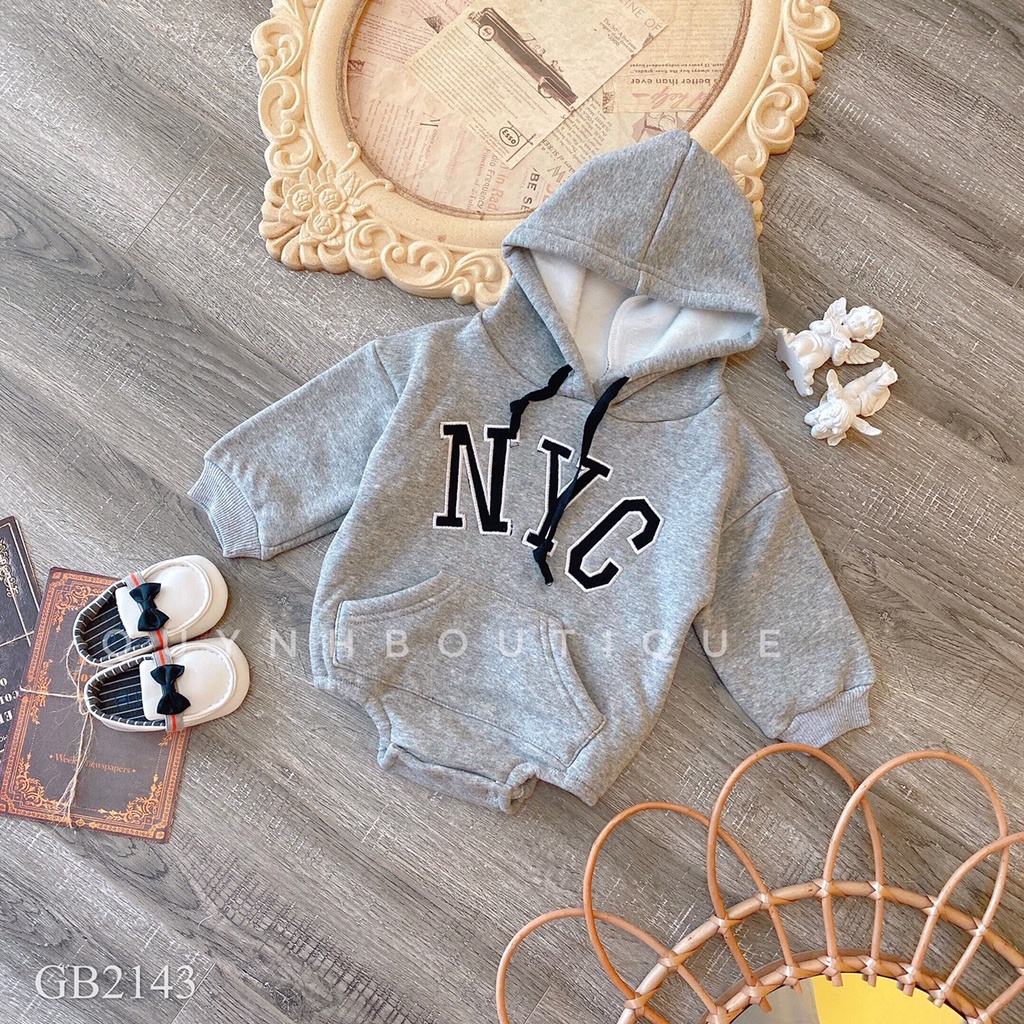 Quần áo trẻ em Quỳnh Boutique Mẫu body hoodie NYC dài tay cho bé