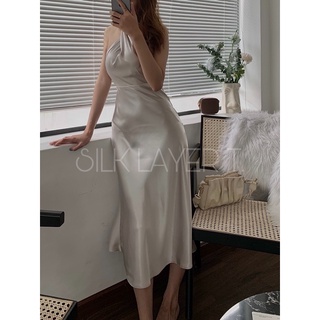 Đầm lụa cổ yếm lalady by silk layer t.