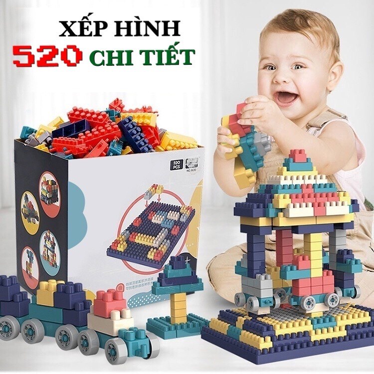 Đồ chơi xếp hình sáng tạo 520 chi tiết phát triển trí tuệ và tư duy cho bé từ 3 tuổi trở lên - DOZKIDZ